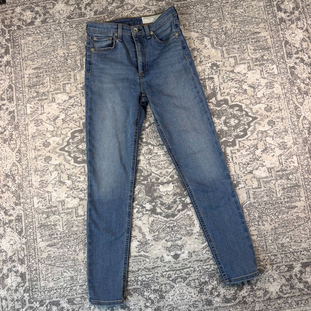 rag & bone High Rise Ankle Skinny Jeans Sz 25 Camden Medium Wash Blue Denim Stre